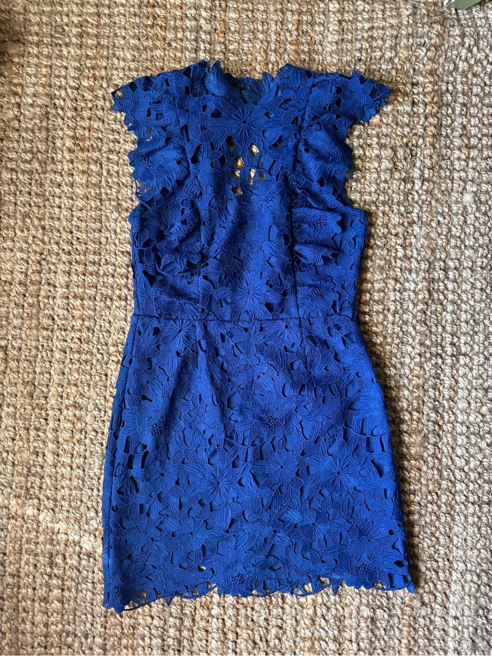 SAYLOR Dark Cobalt Blue Floral Lace Sheath Dress